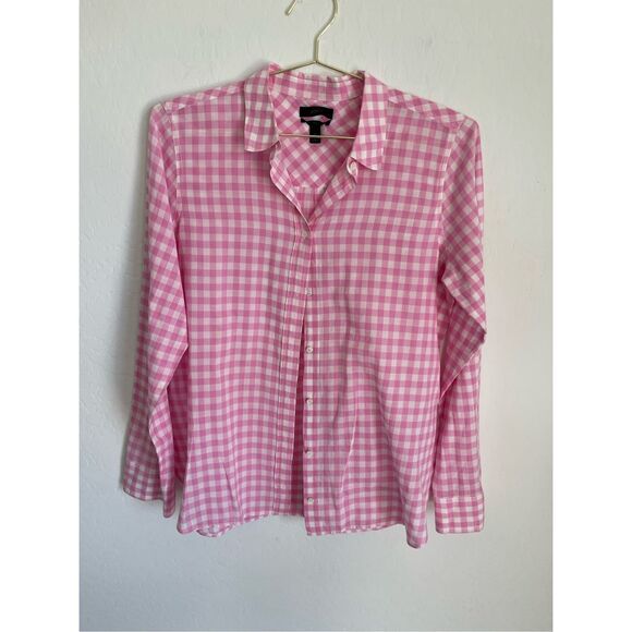 J.Crew Tops - J.CREW Gingham Button Down Shirt Size 8